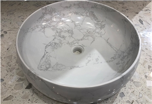 Arabescato White Artificial Marble Bathroom Basin